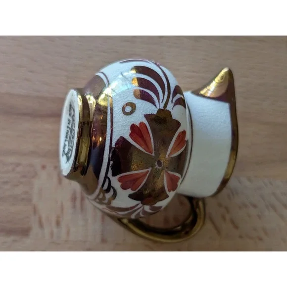 Vintage Old Castle Jug Made in England White & Copper Luster Floral 2 3/8 Inch - Picture 12 of 13